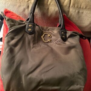 C Wonder Olive Tote with Black Leather Handles